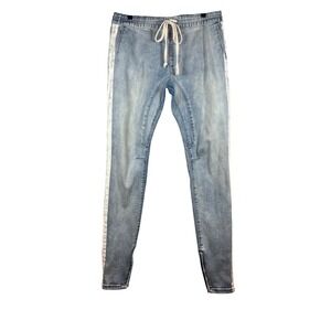 PACSUN Women's Skinny Jeans, Paint Stripes Down the Side, Zipper Bottom, Size M